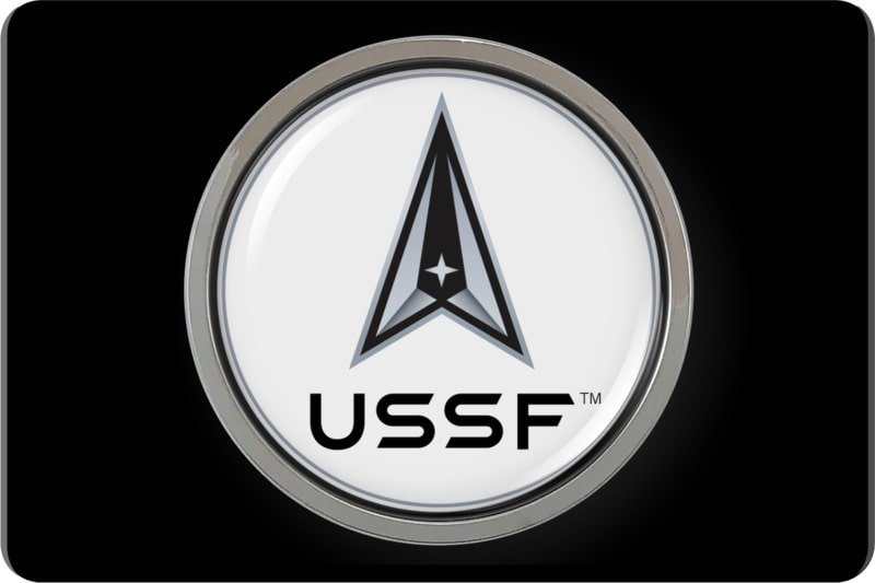 USSF - U.S. Space Force - Tow Hitch Cover with Chrome Emblem (w)